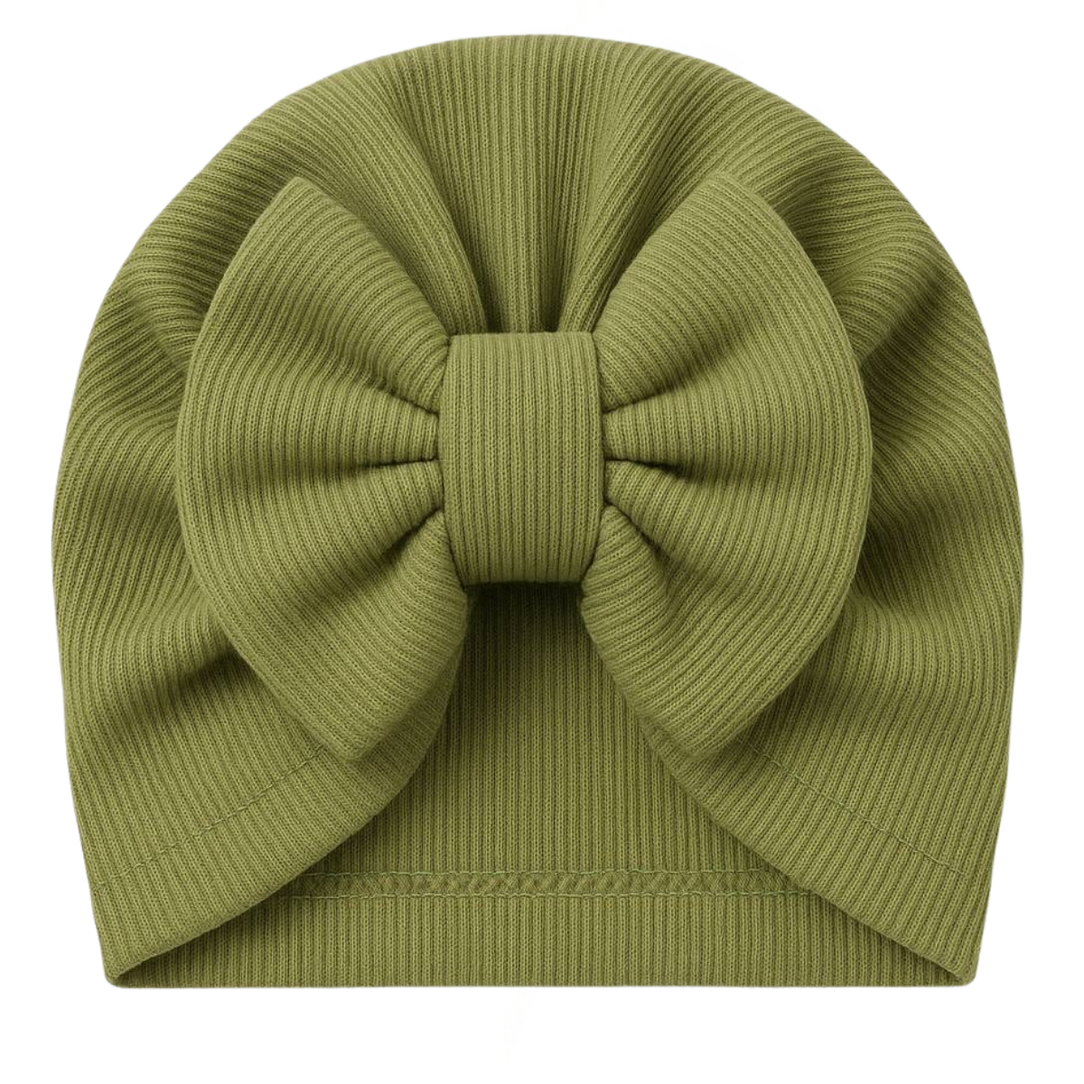 8236 Ribbed Cotton Baby Turban Hat with Oversized Bow – Double-Layered | 100% Cotton | Sizes 0–12 Months | Caramell (Turkey) | Perfect for Photoshoots