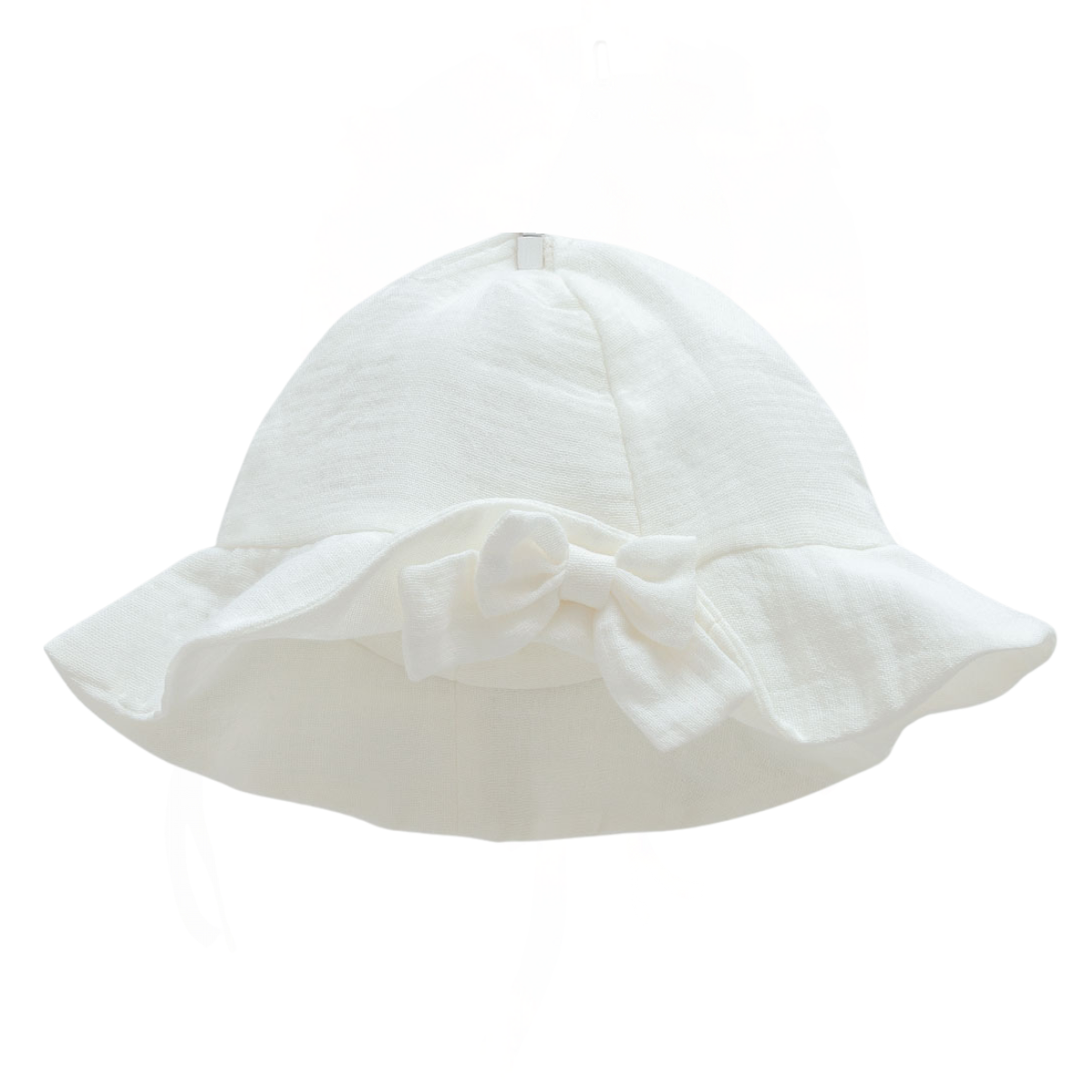8870 Lightweight Cotton Baby Sun Hat for Girls – Soft Muslin with Front Bow | Wide Brim | Single Layer | 100% Cotton | Sizes 0–12 Months | Caramell (Turkey)