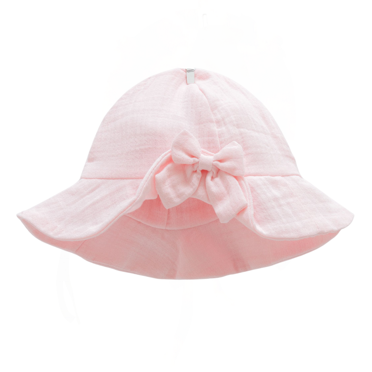 8870 Lightweight Cotton Baby Sun Hat for Girls – Soft Muslin with Front Bow | Wide Brim | Single Layer | 100% Cotton | Sizes 0–12 Months | Caramell (Turkey)