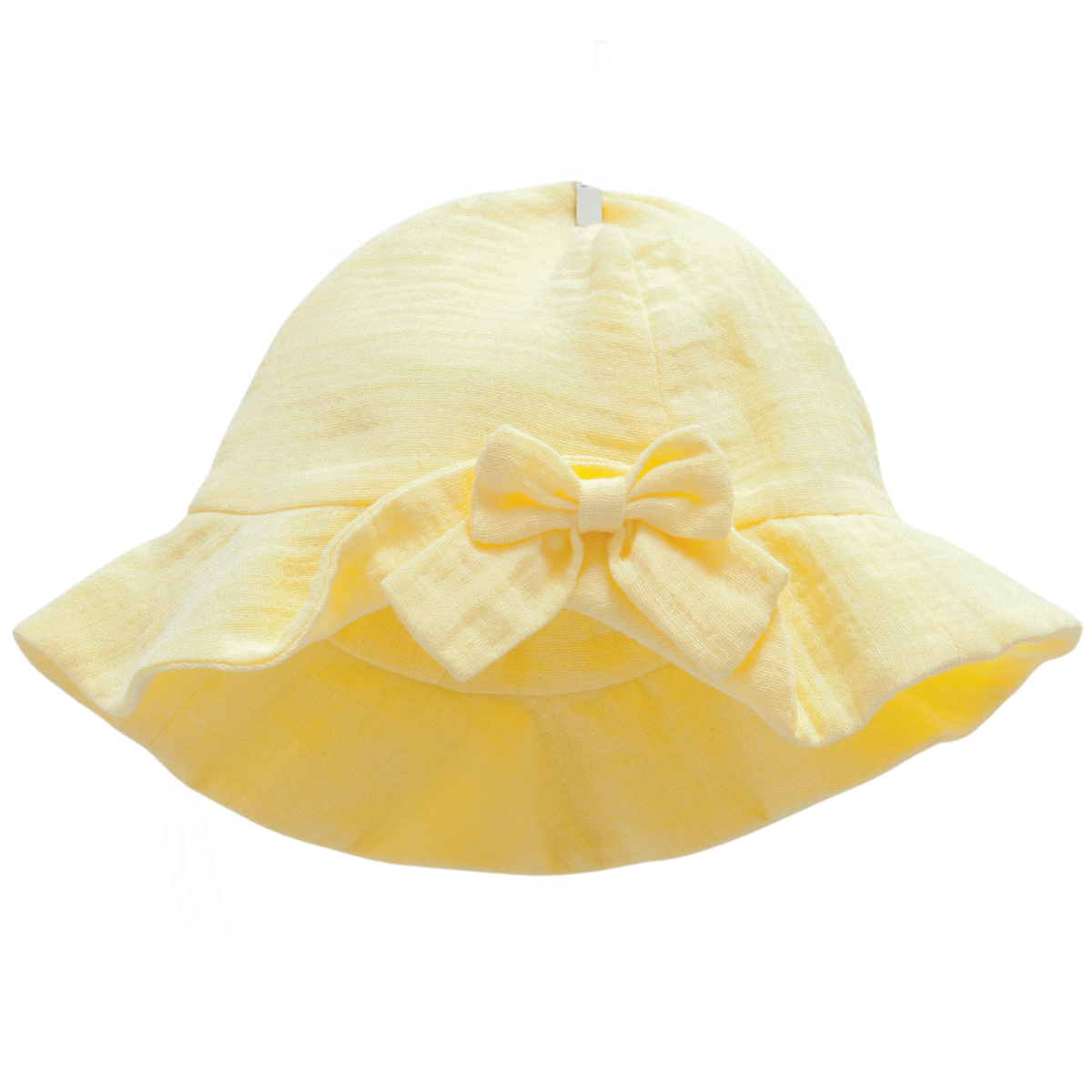 8870 Lightweight Cotton Baby Sun Hat for Girls – Soft Muslin with Front Bow | Wide Brim | Single Layer | 100% Cotton | Sizes 0–12 Months | Caramell (Turkey)