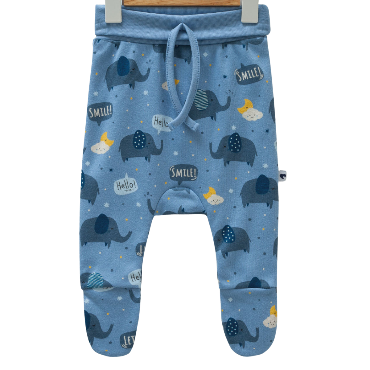 8582 Newborn Boy Pants – Footed, Print "Elephants" | 100% Medium-Weight Cotton | 0-9 Months | Turkey