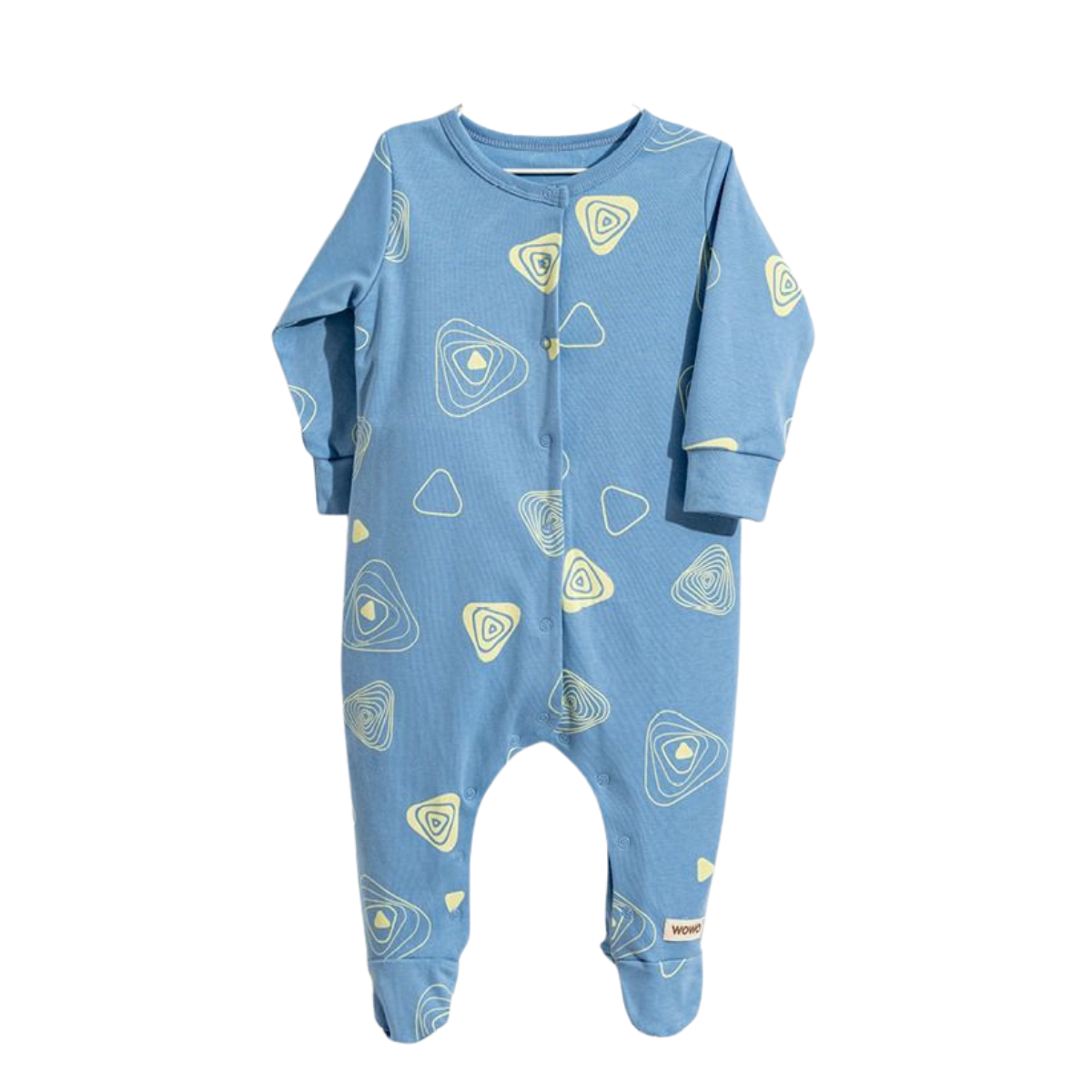 3520 Bright Newborn Boy Romper/Sleepsuit – Snap Closure, 100% Cotton, Footed | Print "Geometric/Leaves" | 3-9 Months | Turkey