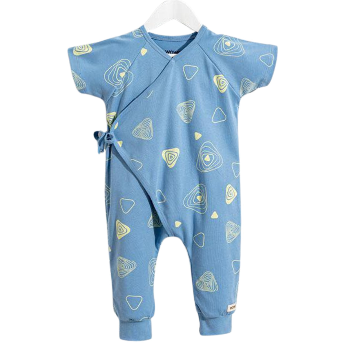 3515 Bright Short-Sleeve Romper for Newborn Boys – Open-Foot, Wrap-Around with Ties | 100% Cotton | Playful Prints | Spring-Summer | Size 6-18 Months | Turkey