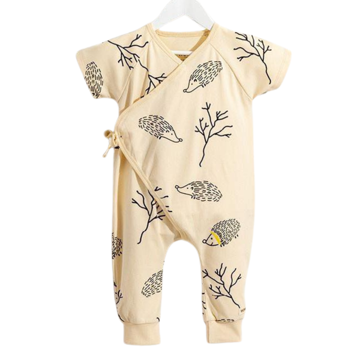 3515 Bright Short-Sleeve Romper for Newborn Boys – Open-Foot, Wrap-Around with Ties | 100% Cotton | Playful Prints | Spring-Summer | Size 6-18 Months | Turkey