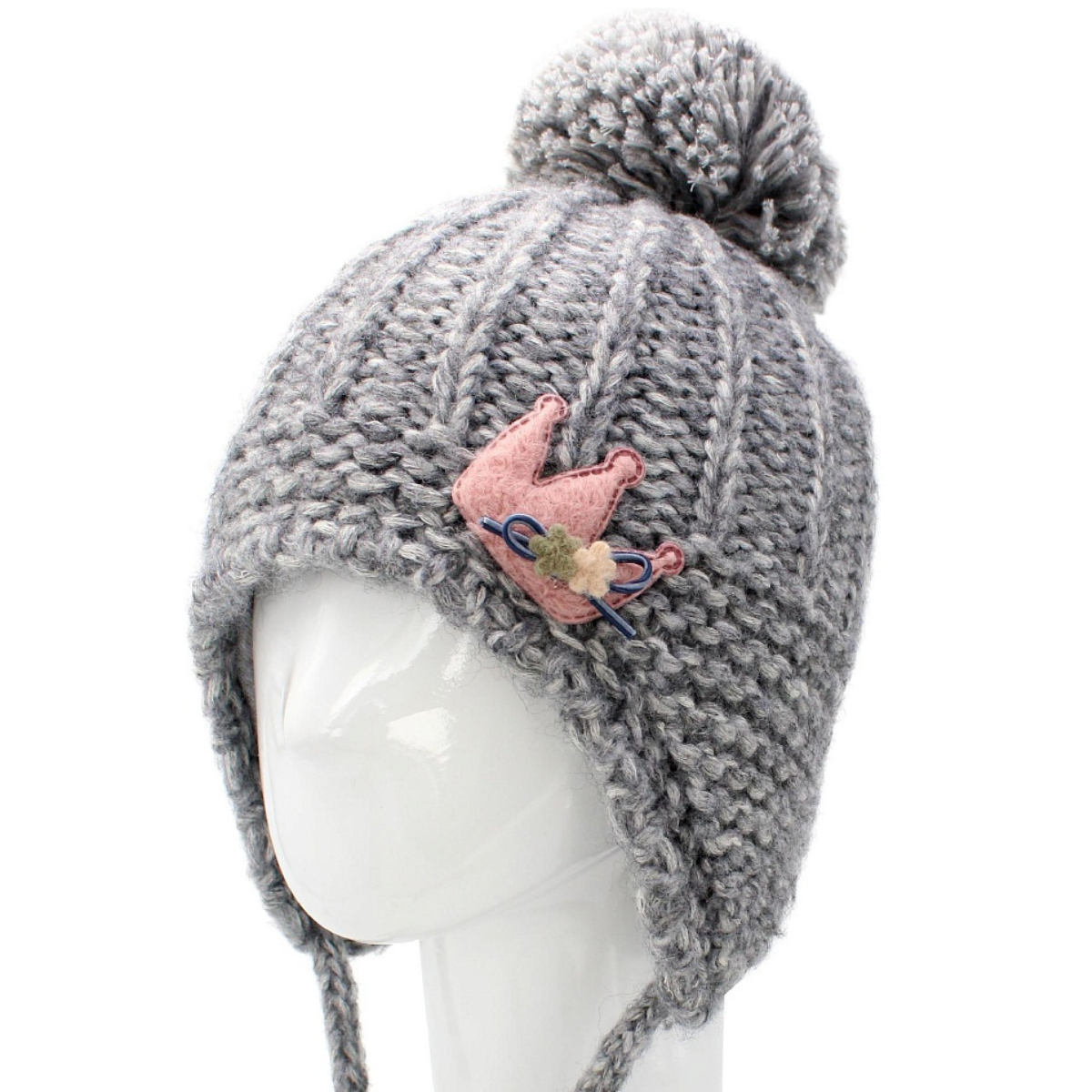 90110 Girls’ Warm Winter Hat with Ears & Tie Strings | 18–36 Months | Baby Alpaca Wool Blend, Cotton Lining
