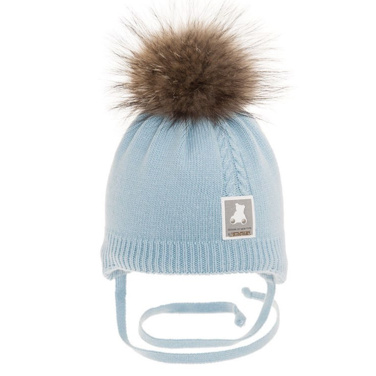 2354 Baby Boys’ Winter Knit Hat for Newborns | Pom-Pom & Ties | 0–3 Months