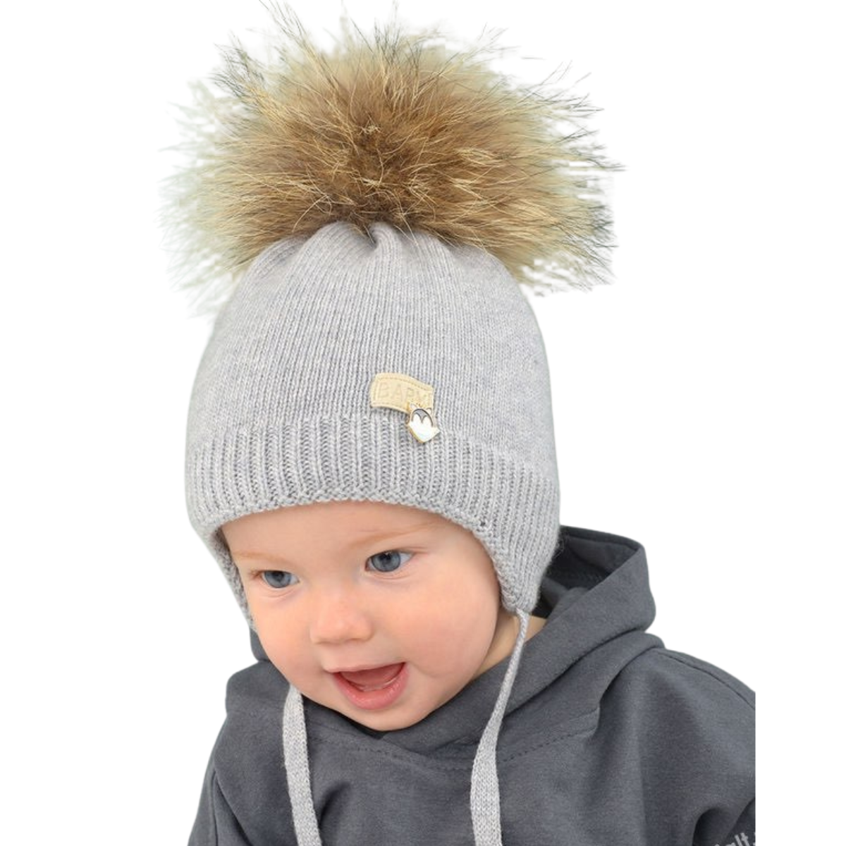 2314 Baby Unisex Winter Knit Hat for Newborns | Pom-Pom & Ties | 0β6 Months