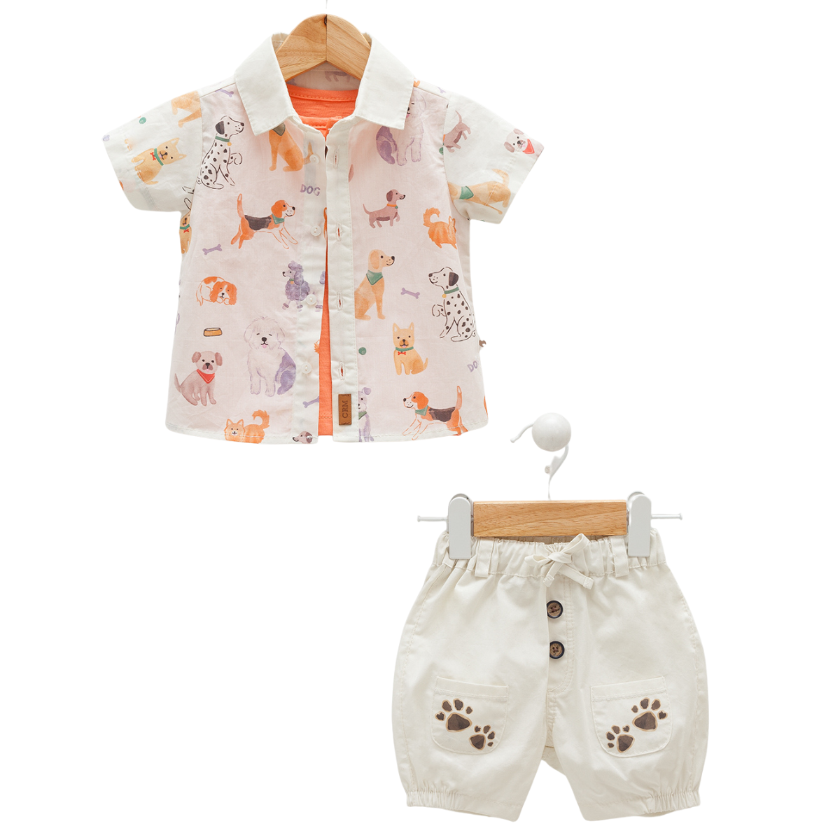 8113, 8095 Baby 3-Piece Summer Set β Printed Shirt, Cotton Tee & Shorts | 100% Cotton | 9β12 Months | Fun & Comfy Outfit for Warm Days β Last Sizes Available