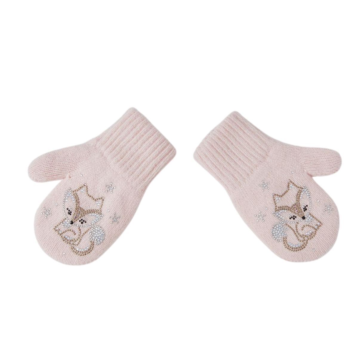 11454 Girls’ Winter Mittens | 2–4 Years | Fox Design | Double-Layer | Wool & Cashmere