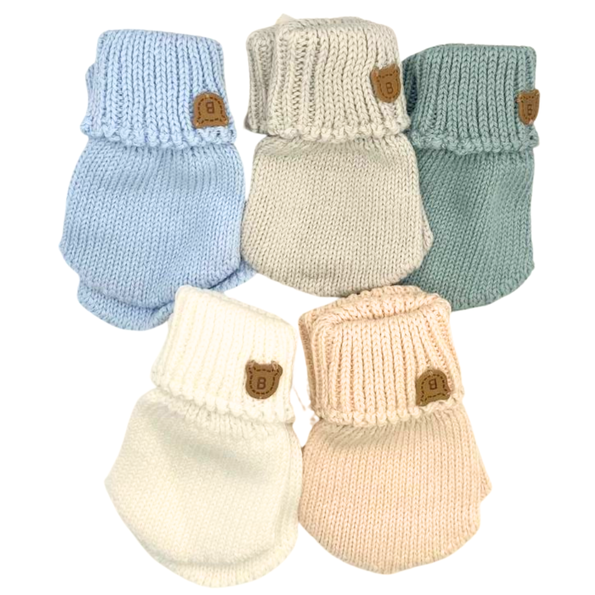 2335 Baby Knit Mittens – Unisex Bear Design | 0–12 Months | Spring–Fall | Plus Weather