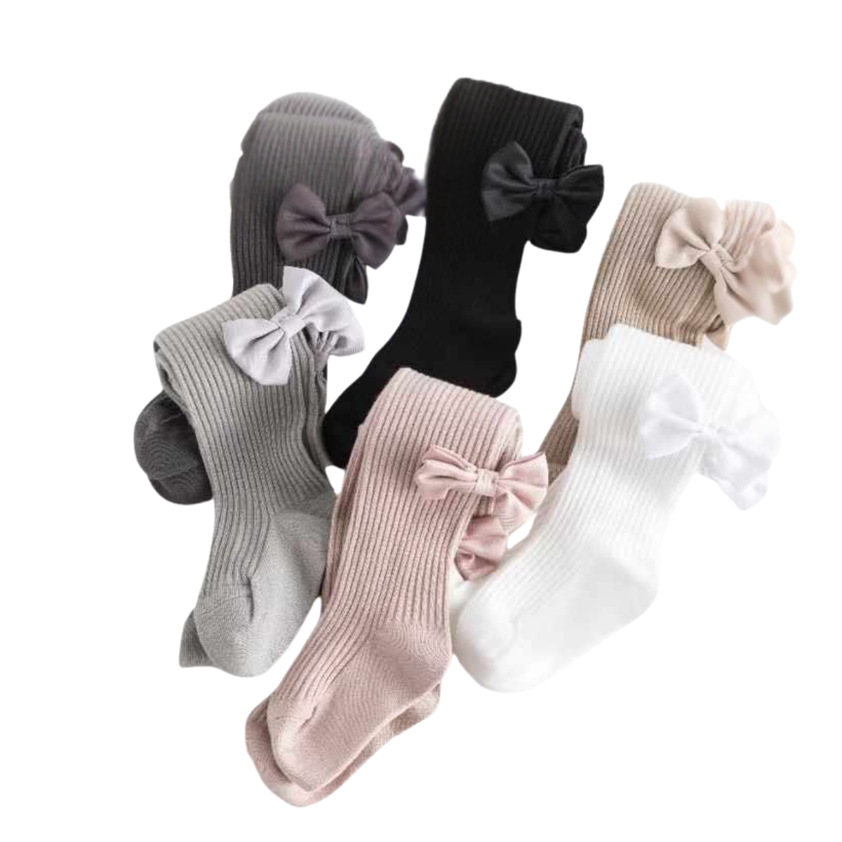6103 Girls’ Cotton Tights with Satin Bow | Ages 2–10 Years | Classic & Elegant