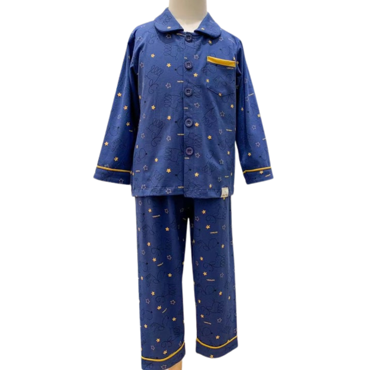 3031 Boys' Mid-Season Pajama Set – Cotton Long Sleeve Button-Up Top & Pants with Fun Airplane Print | Sizes 90–140 cm