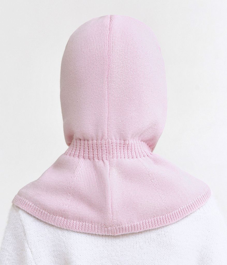 11712 Girls’ Knit Balaclava Hat – 100% Cotton Inside & Out | Embellished Butterfly & Floral Design | Ages 2Y | Spring/Fall Full-Coverage Hood