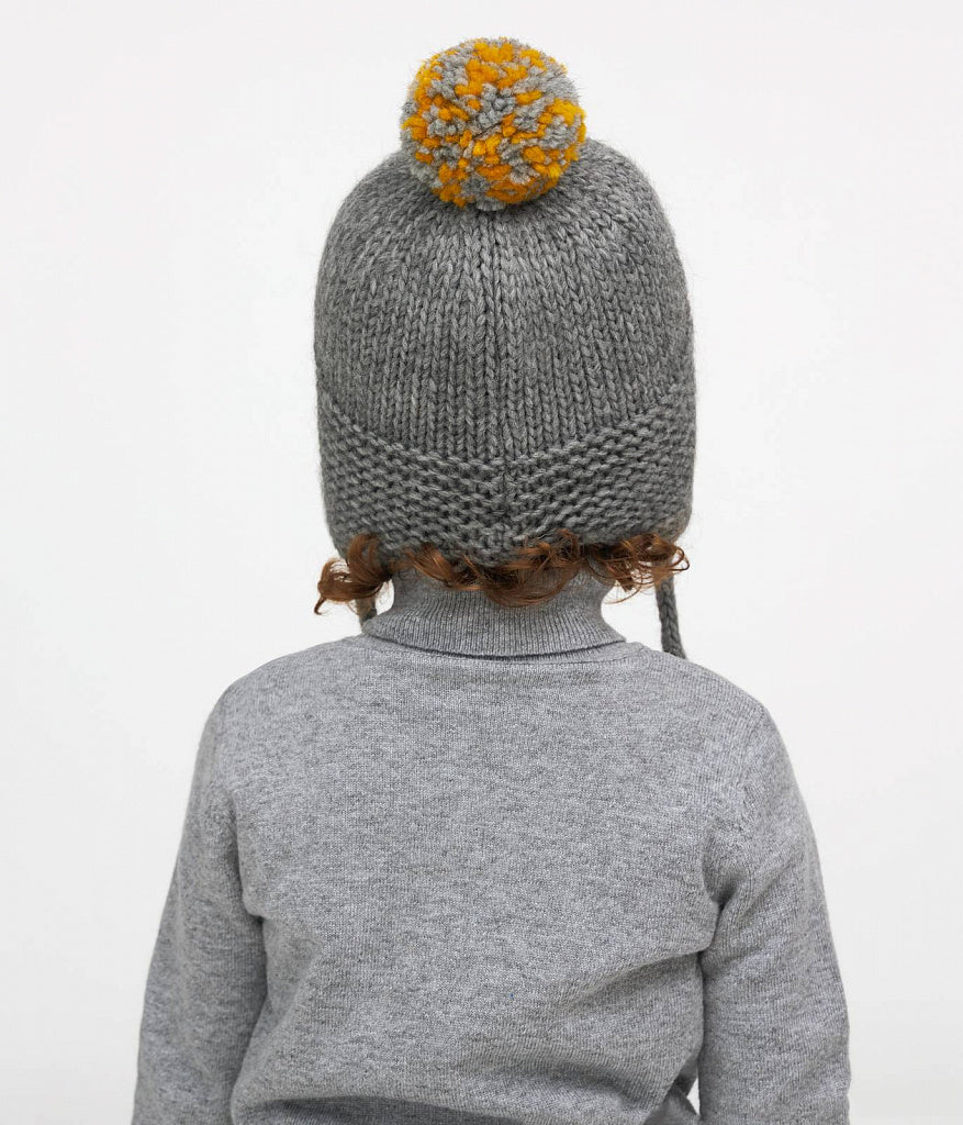 11264 Boys’ Knitted Winter Hat with Monster Appliqué | Pom-Pom | Sizes 48–50 cm | 9–18 Months | Baby Alpaca, Wool | 100% Cotton Lining