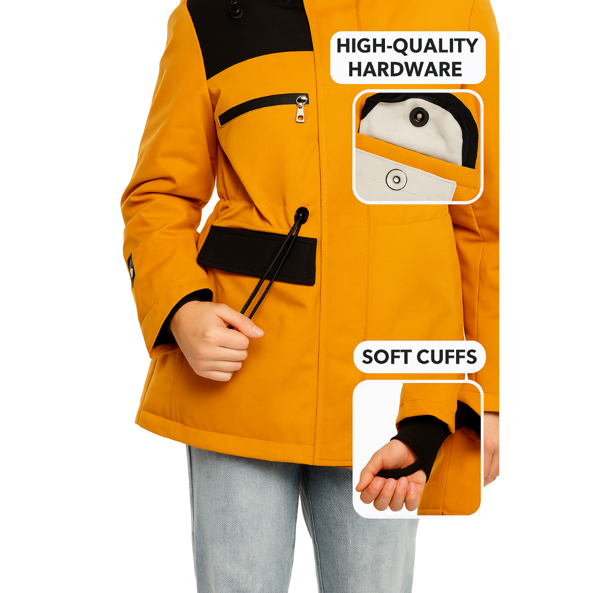 302 Unisex Mid-Season Parka Jacket with Hood – Waterproof & Windproof | Sizes 116–164 cm | Ages 5–15