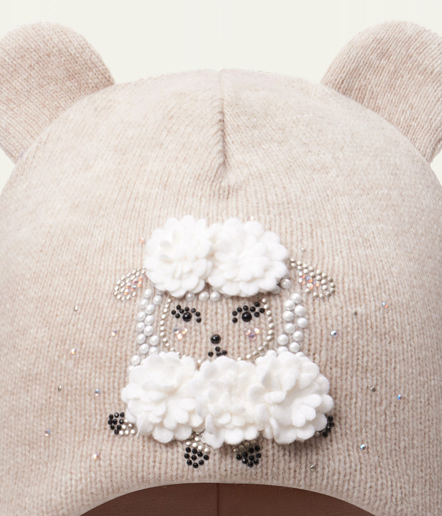 12313 Baby Girls’ Winter Hat with Ears | 9-18 Months | Cashmere Wool Blend, Cotton Lining