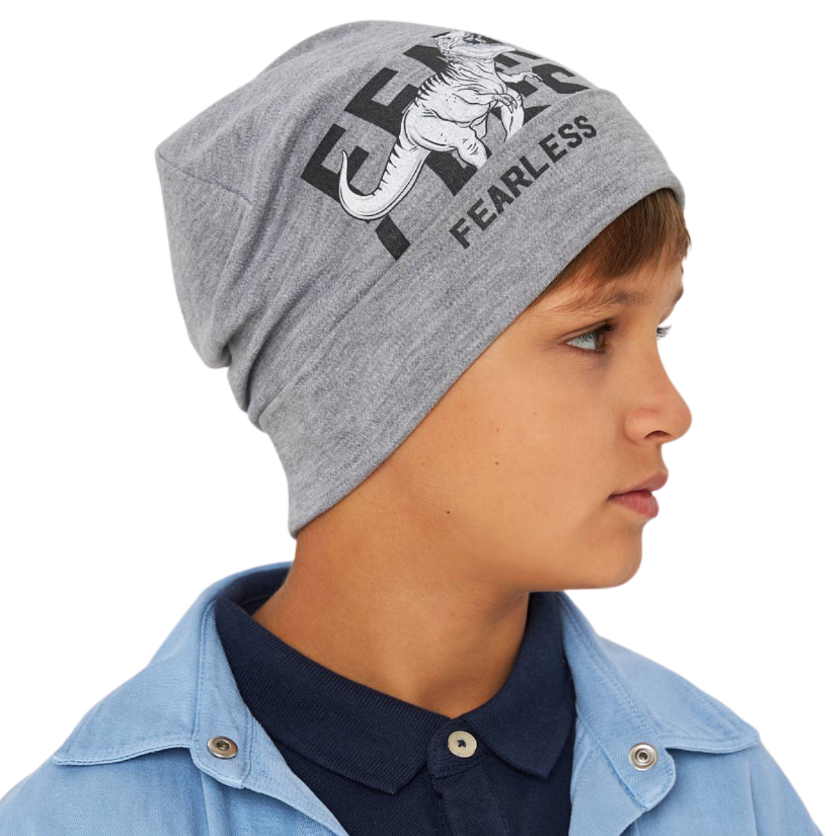 10843 Kids' Beanie Hat with Cuff β FEARLESS Dinosaur Print | Size 54β56 | Ages 7β12 Y