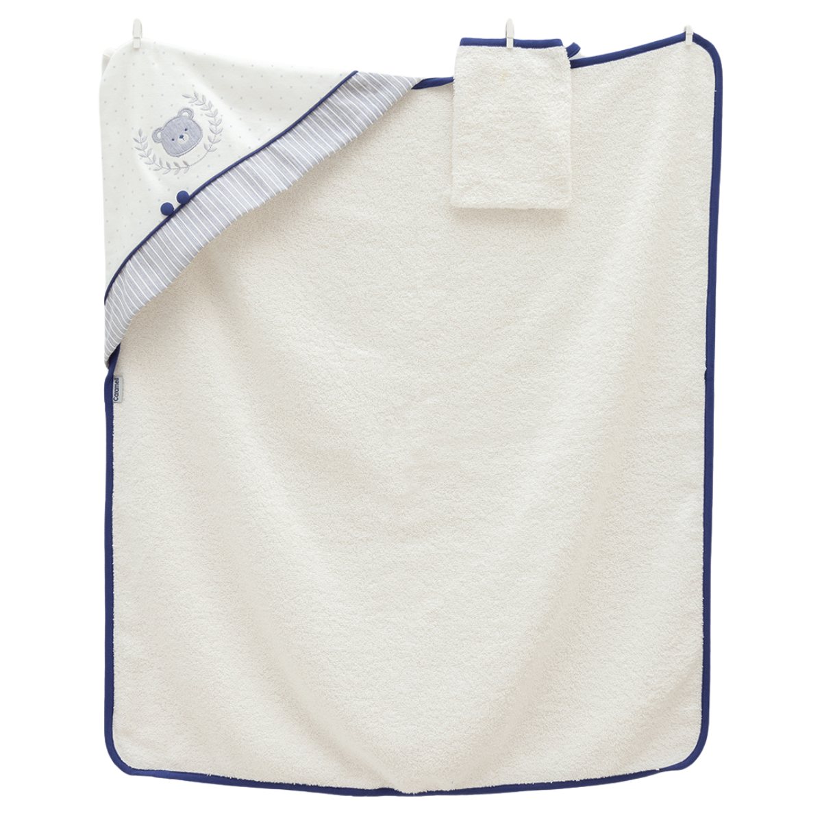 7978 Boys' Towel with Corner Hood & Bathing Mitt – "Teddy Bear" Design | 100% Cotton