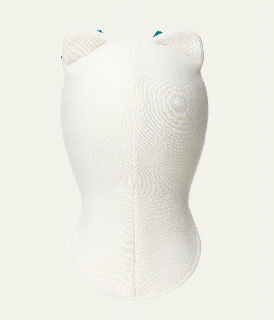 60654 Girls’ Knitted Winter Balaclava with Cat Ears & Velvet Bows | Cashmere & Wool | Ages 9-18, 18–30 Months, 3–4, 5–6, 7–8 Years (48–55 cm)