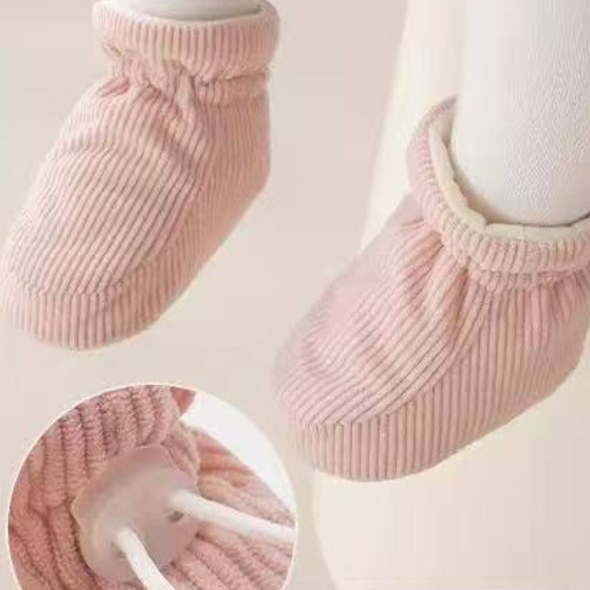 215010 Unisex Baby Warm Corduroy Slipper Booties – Soft Sole Indoor Shoes with 100% Cotton Lining | 0–12 Months