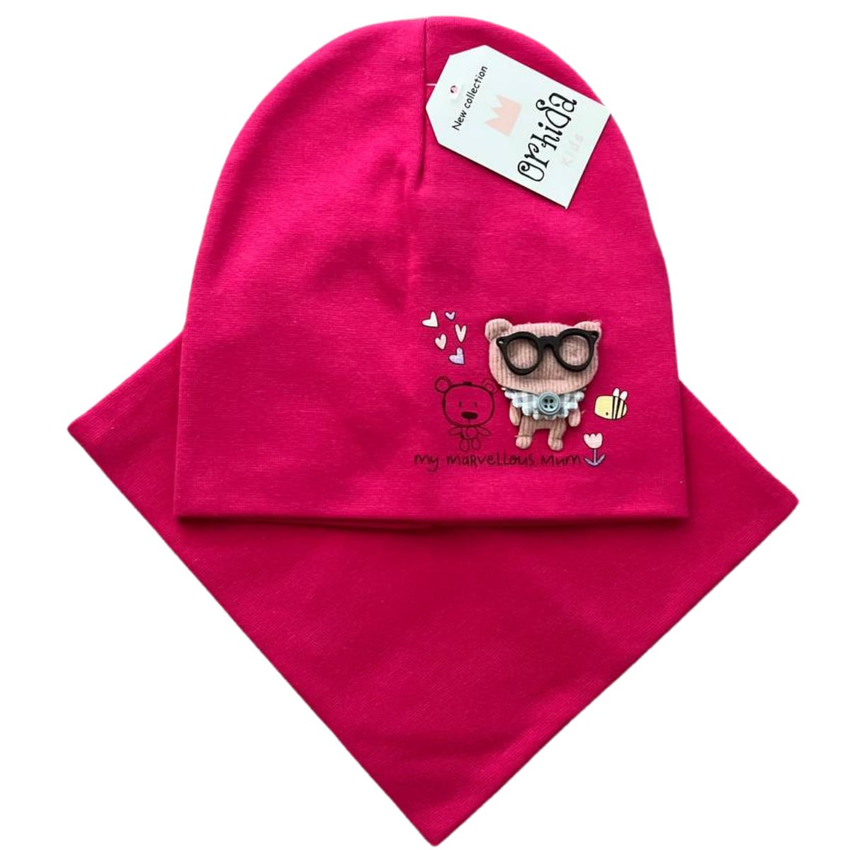 049 Double-Layer Girls’ Set — Beanie & Snood | 3-4 Years | Cotton 95%, Elastane 5%