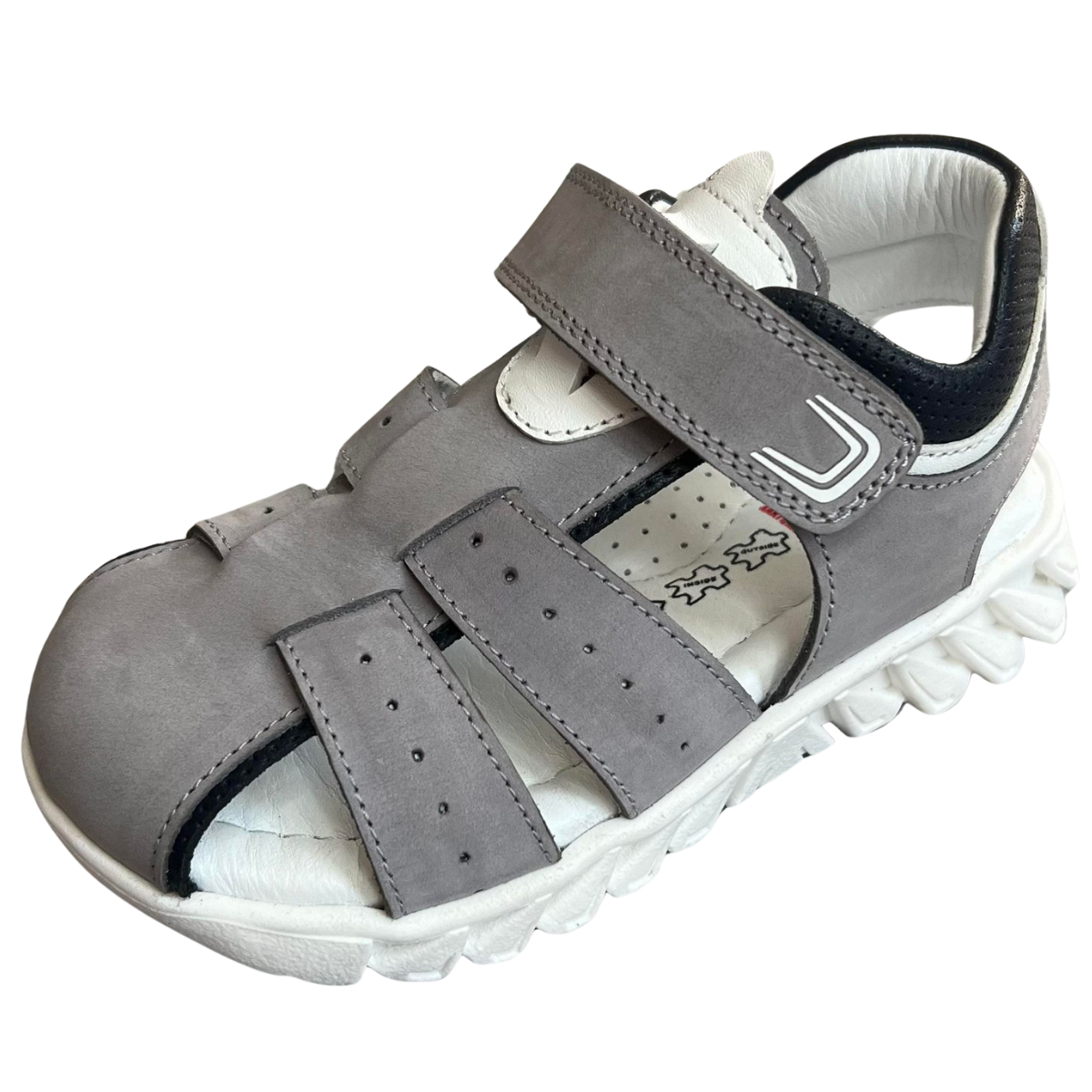 Super Lightweight Gray Boys' Sandals with Open Heel and Closed Toe