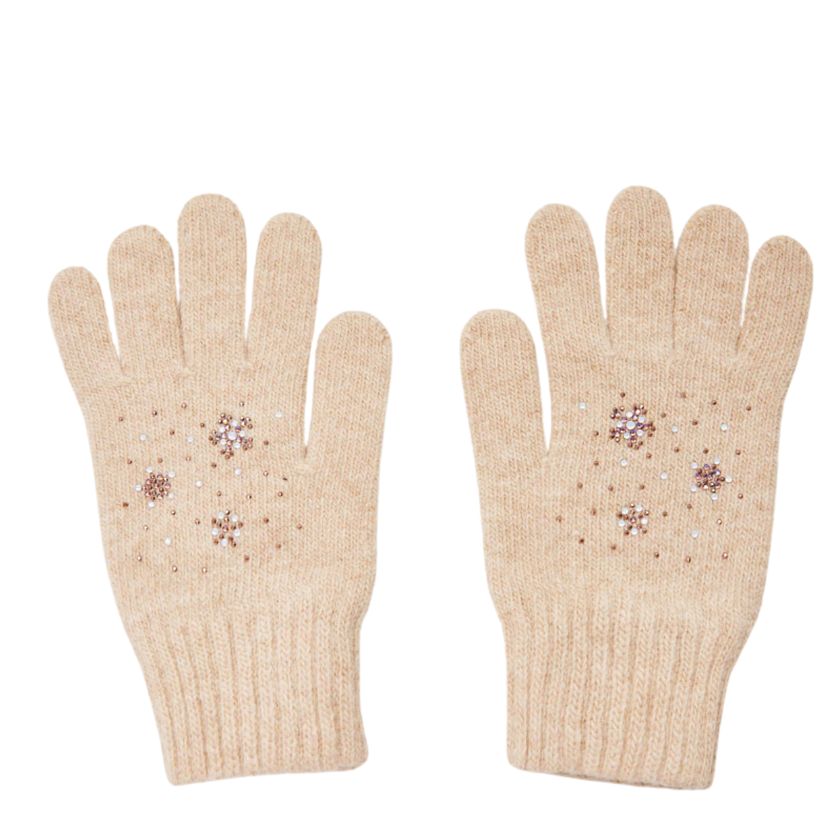 11462 Girls’ Winter Knit Gloves | Ages 4–6 | Rhinestone Star Design | Wool