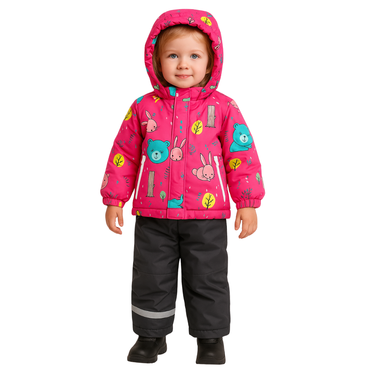 2245 Girls ’ Mid-Season Membrane Suit – Jacket with Hood and Bib Overalls | Waterproof & Windproof | Cotton Lining | Sizes 92–116 (2–6 Years)