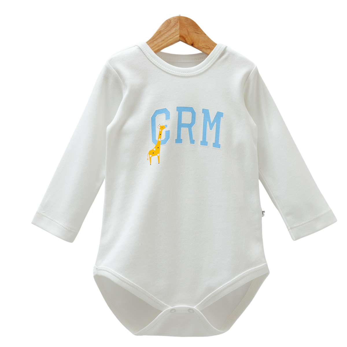 8523 Caramell Baby Boy Long Sleeve Bodysuit – "CRM" Giraffe Print | 100% Cotton | Made in Turkey| Sizes 9–24M