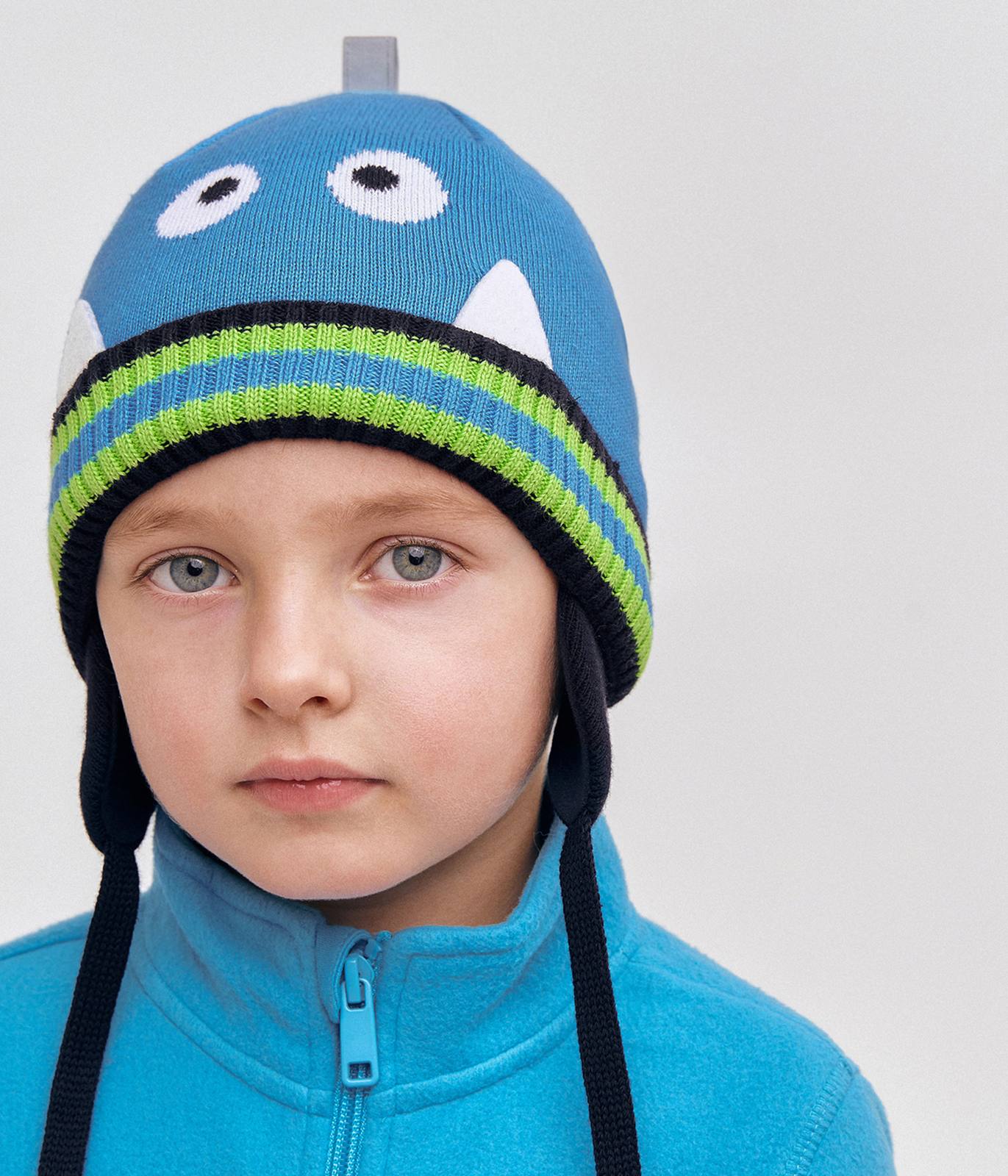 11678 Boys' Monster Knit Beanie with Earflaps 100% Cotton | Size 50β52 | Ages 18β36 Months | Spring & Autumn