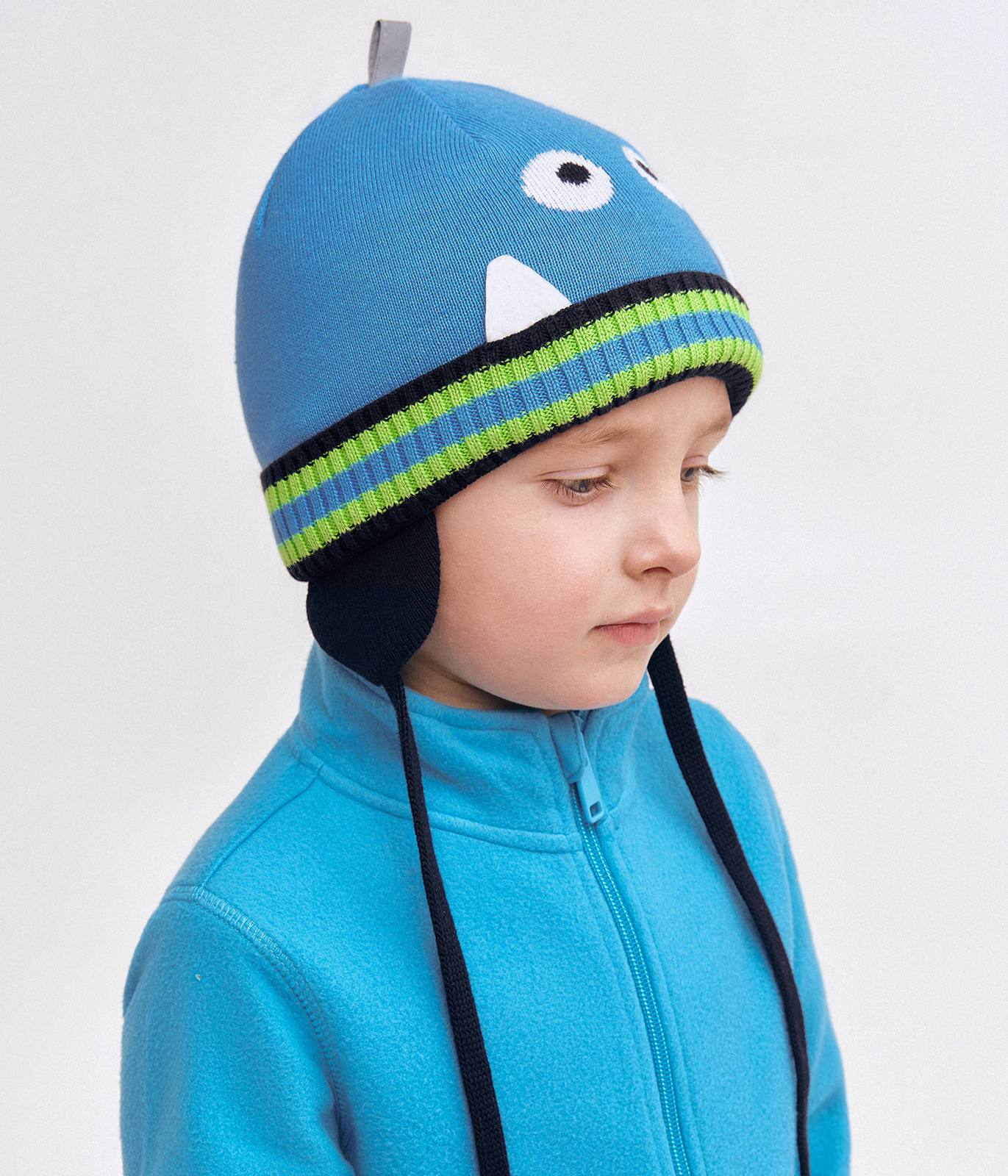 11678 Boys' Monster Knit Beanie with Earflaps 100% Cotton | Size 50β52 | Ages 18β36 Months | Spring & Autumn