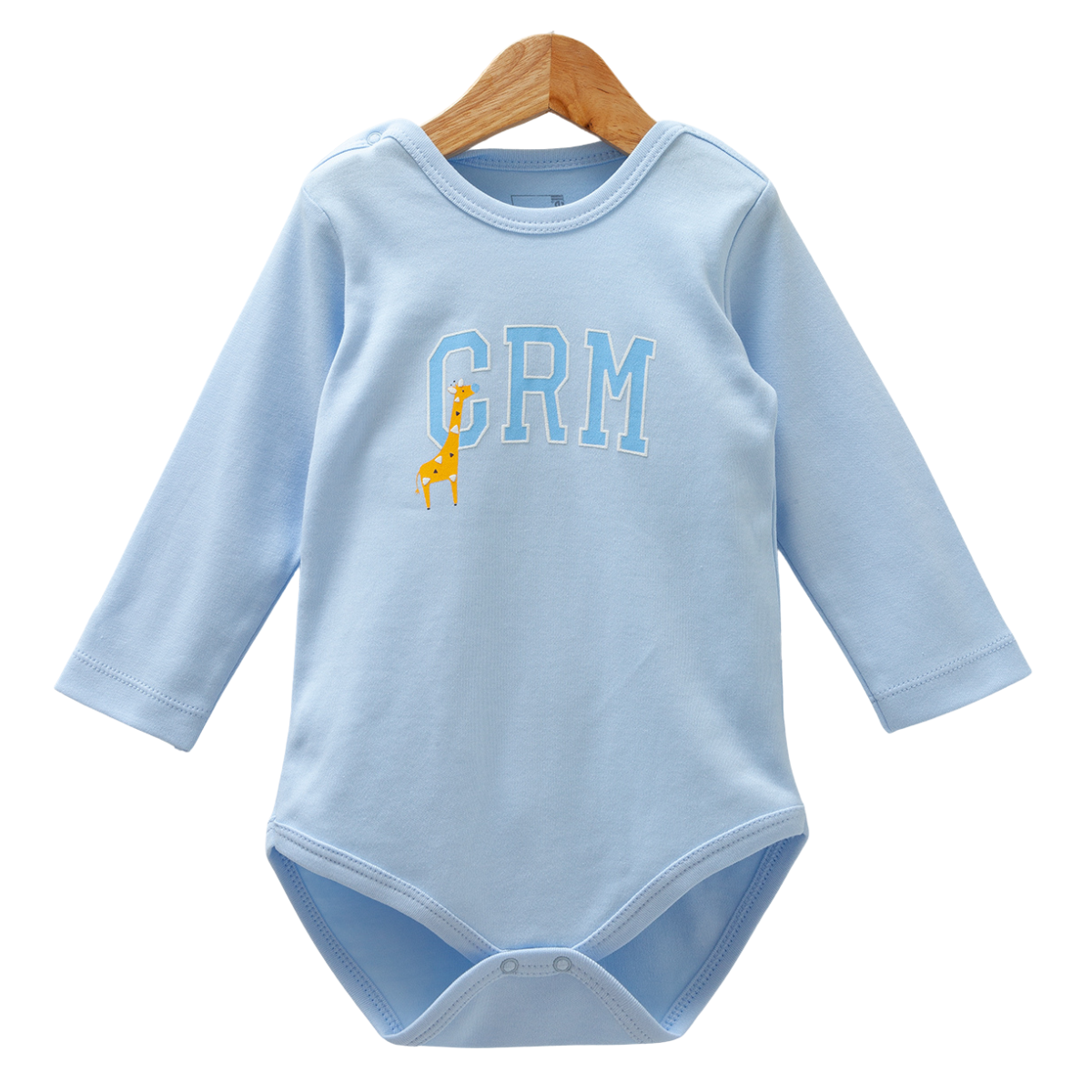 8523 Caramell Baby Boy Long Sleeve Bodysuit – "CRM" Giraffe Print | 100% Cotton | Made in Turkey| Sizes 9–24M