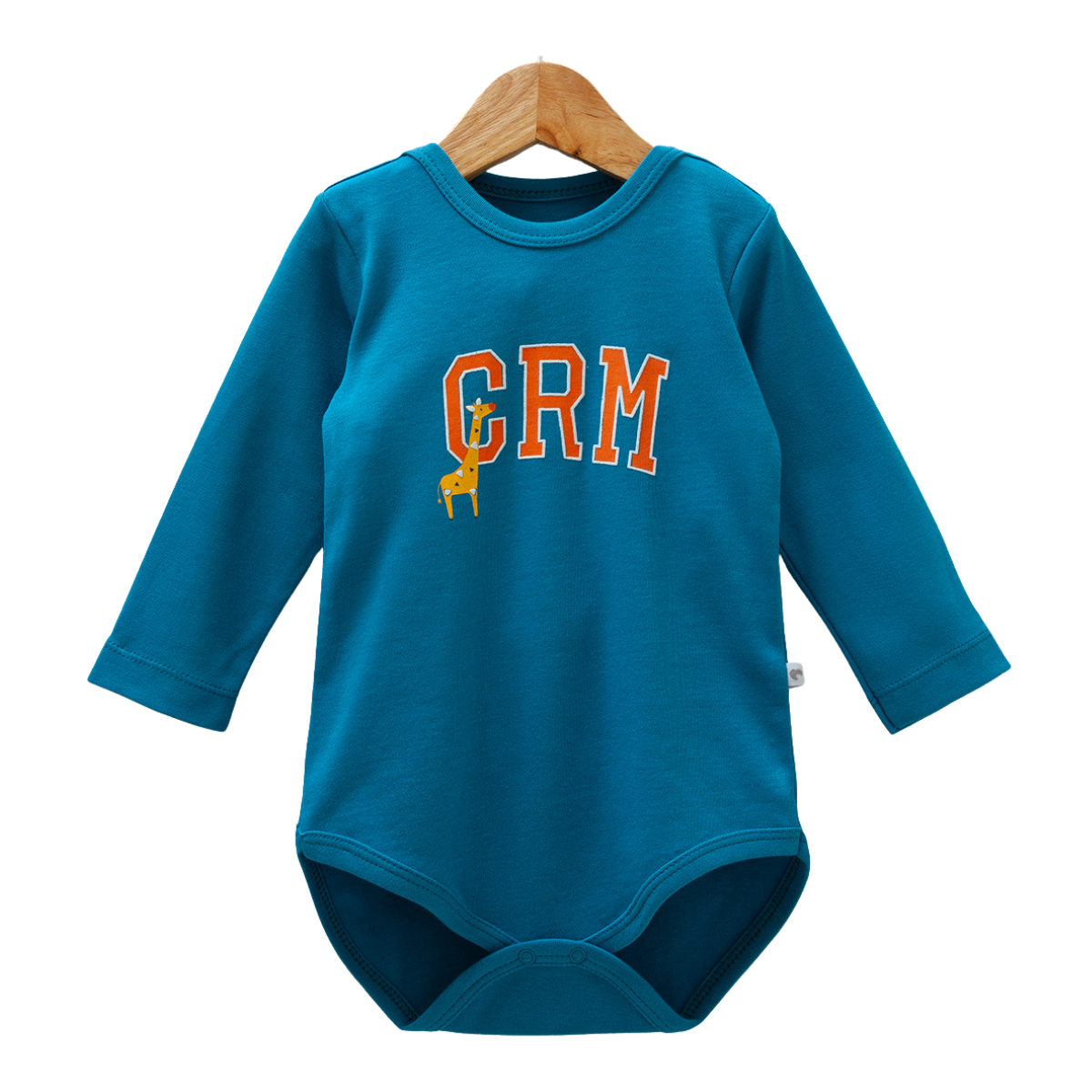8523 Caramell Baby Boy Long Sleeve Bodysuit – "CRM" Giraffe Print | 100% Cotton | Made in Turkey| Sizes 9–24M