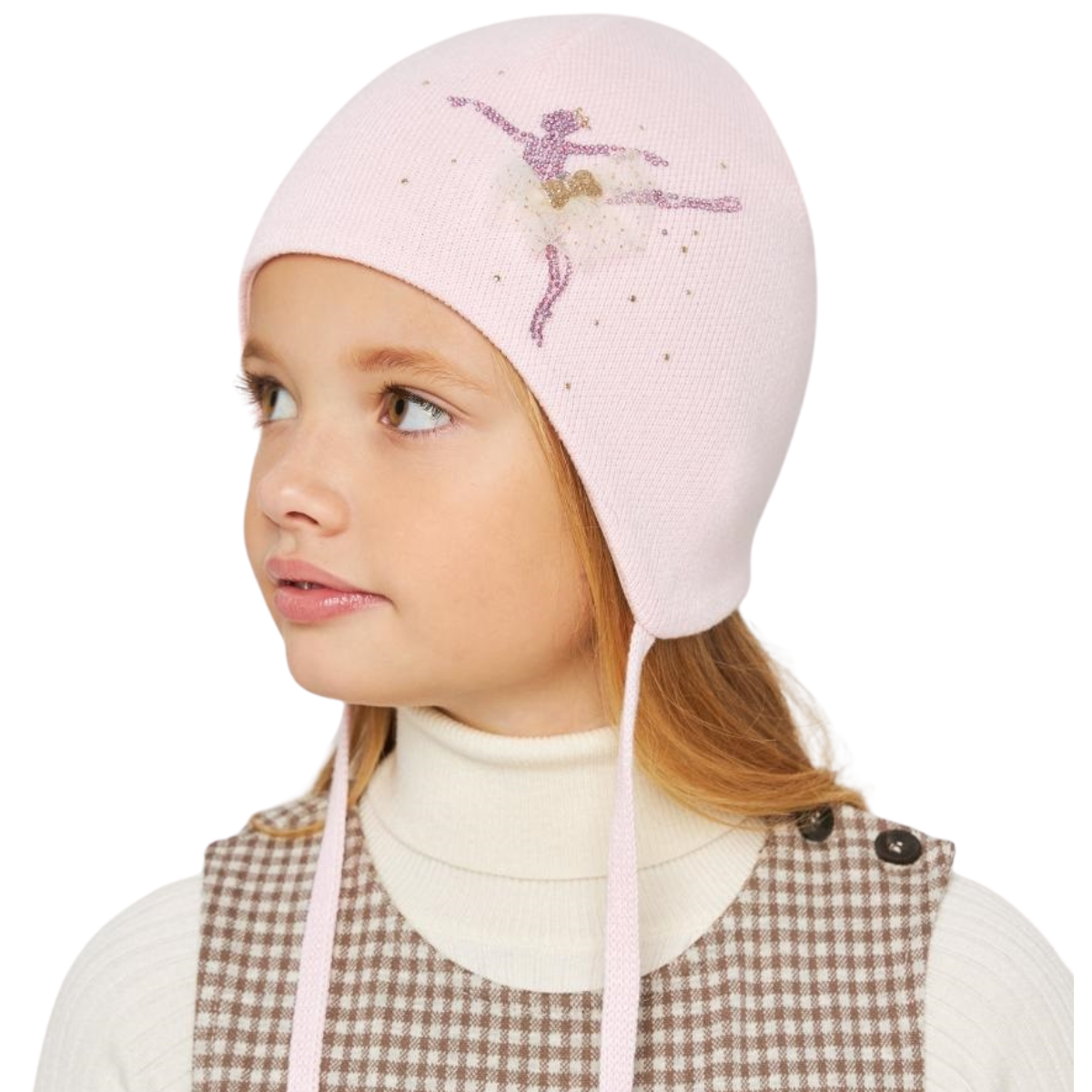 10819 Girls’ Cotton Beanie Hat – Sparkling Ballerina Design with Tulle Skirt | 100% Cotton Shell & Lining | Size 52-54 / 3-5 Years | Spring/Fall Tie Hat
