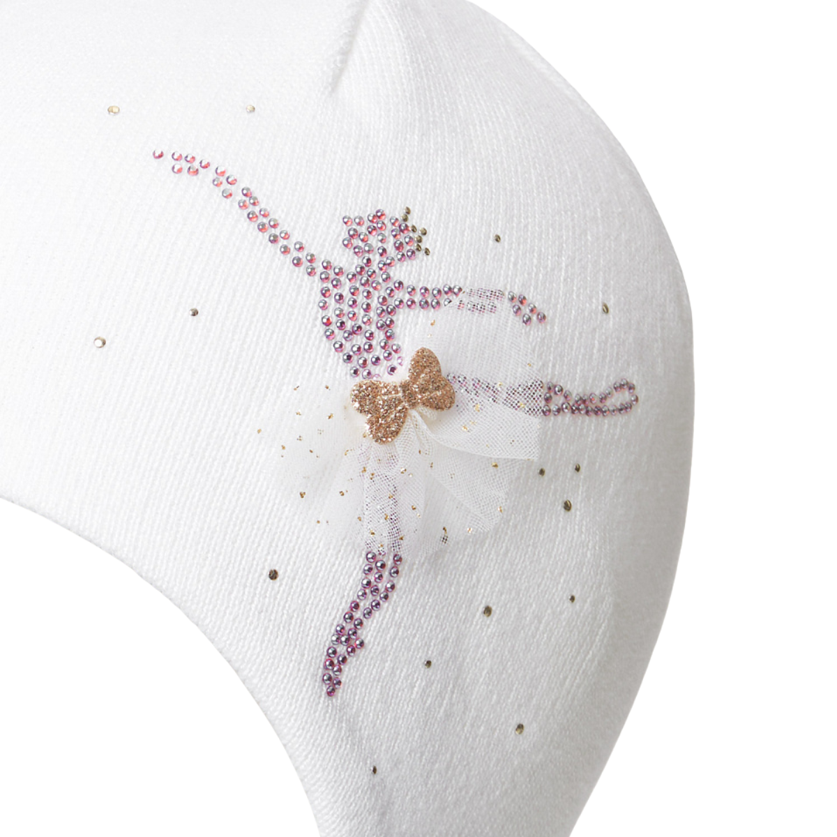 10819 Girls’ Cotton Beanie Hat – Sparkling Ballerina Design with Tulle Skirt | 100% Cotton Shell & Lining | Size 52-54 / 3-5 Years | Spring/Fall Tie Hat