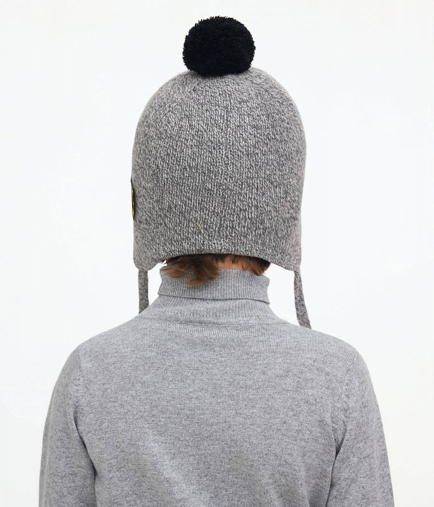 11483 Boys’ Knitted Winter Hat with Astronaut Patches & Pom-Pom – Cashmere Wool Blend | Sizes 54–56 | Ages 6–12 Years