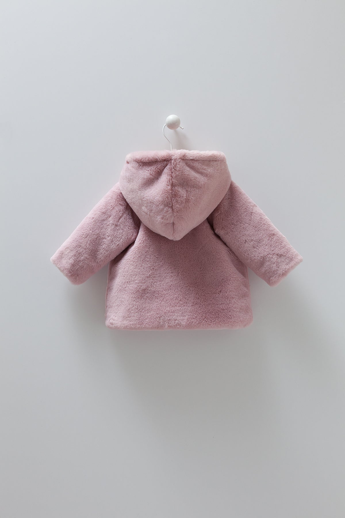 8192 Girls' 100% Cotton Fuzzy Jacket – Hooded, Snap Closure, Pom-Pom Ties | Fall Coat | 3-18 Months | Turkey