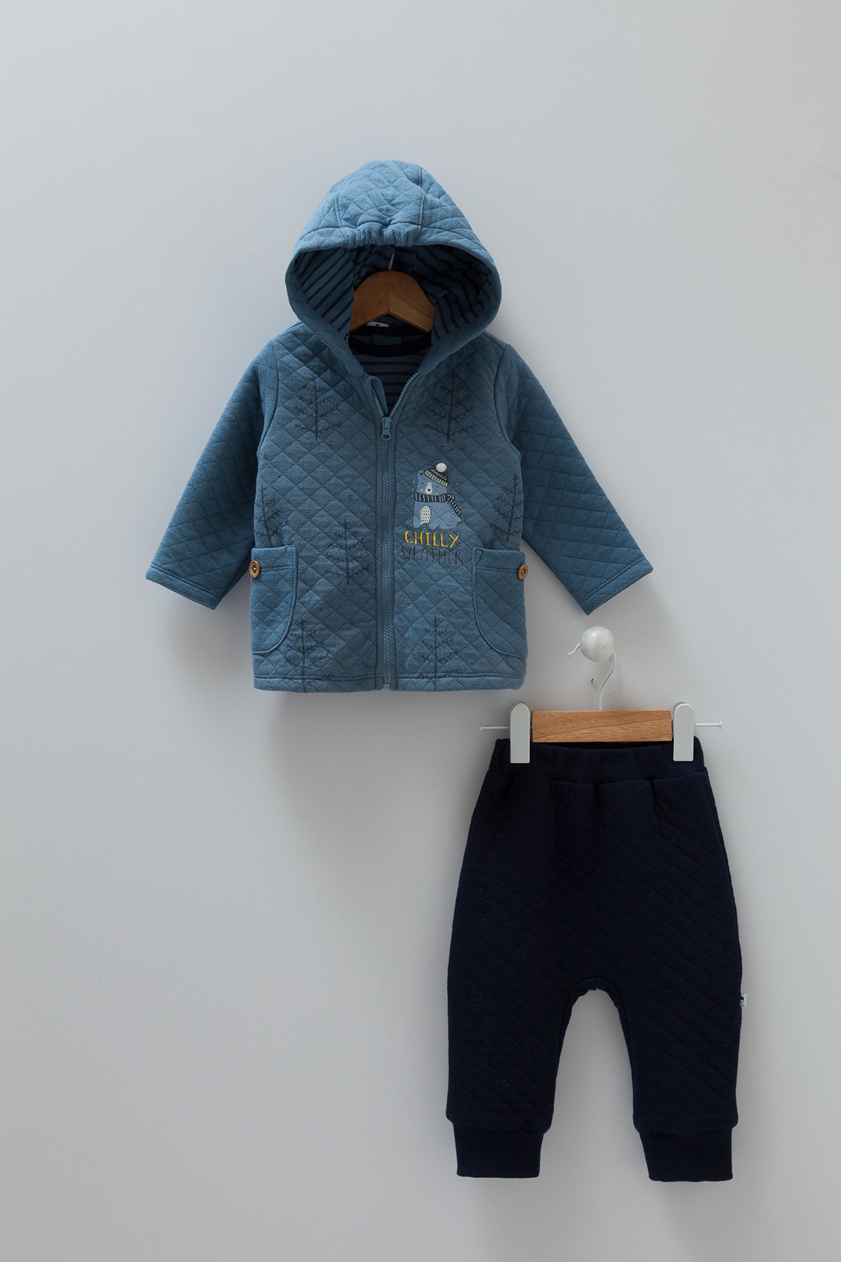 8366 Caramell Baby Boys’ 3-Piece Set – Hoodie, T-Shirt & Pants | 3–18 Months | Cotton | Turkey