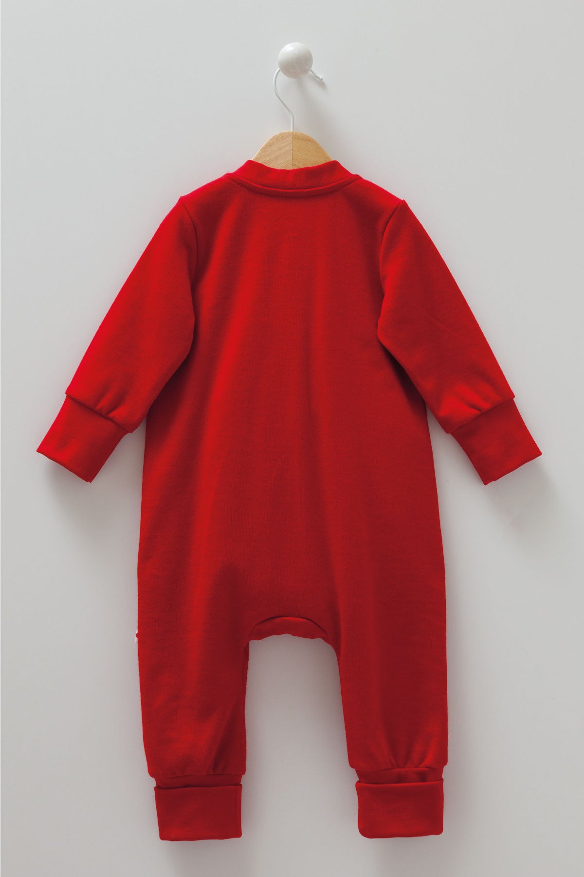 8451 Caramell | Unisex Christmas Baby Sleepsuit | Red with Polar Bear Embroidery | 6–18 Months | 100% Cotton | Made in Turkey