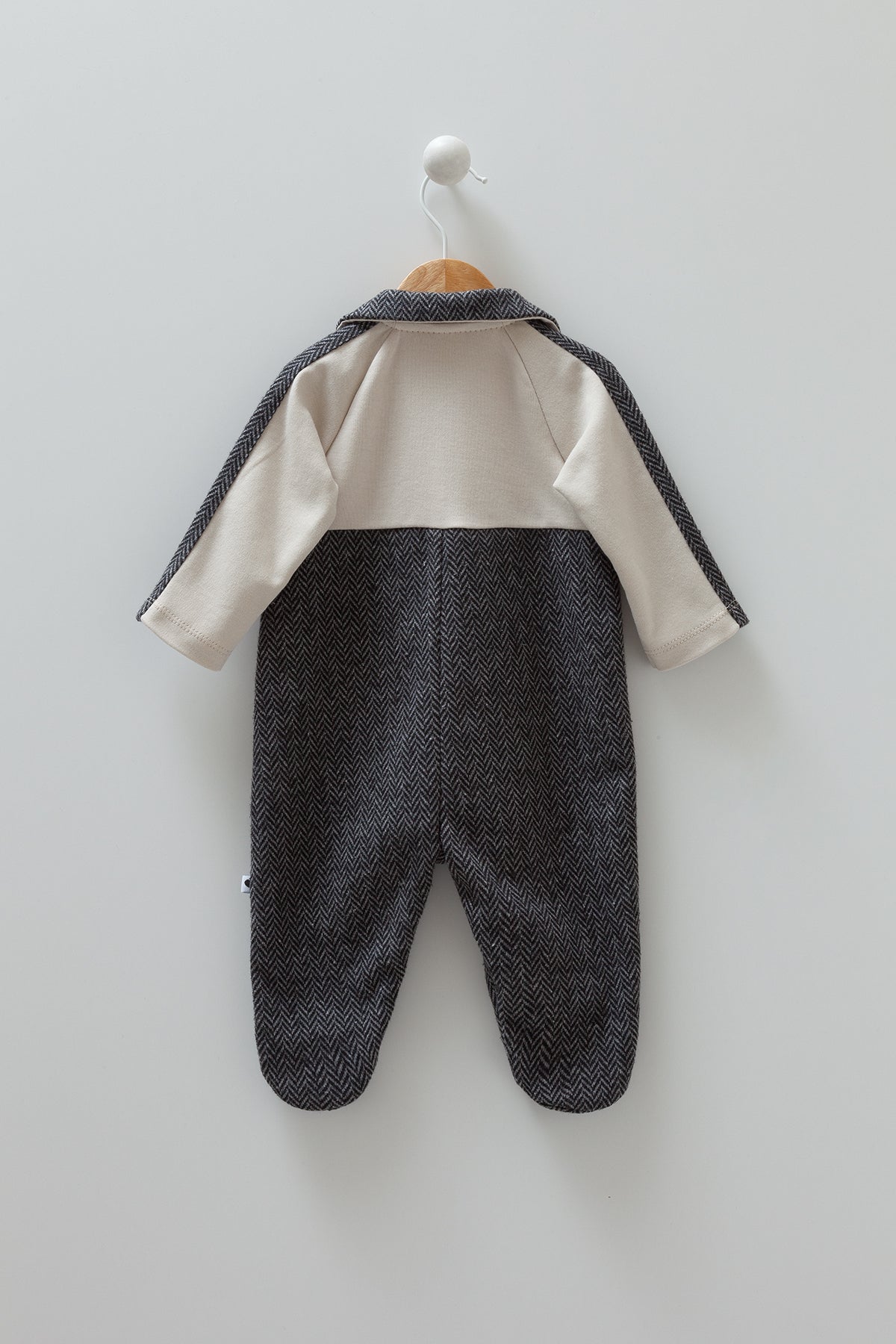 8489 Caramell Baby Boy Jumpsuit with Collar β Gray | 0β12 Months | 100% Cotton | Made in Turkey