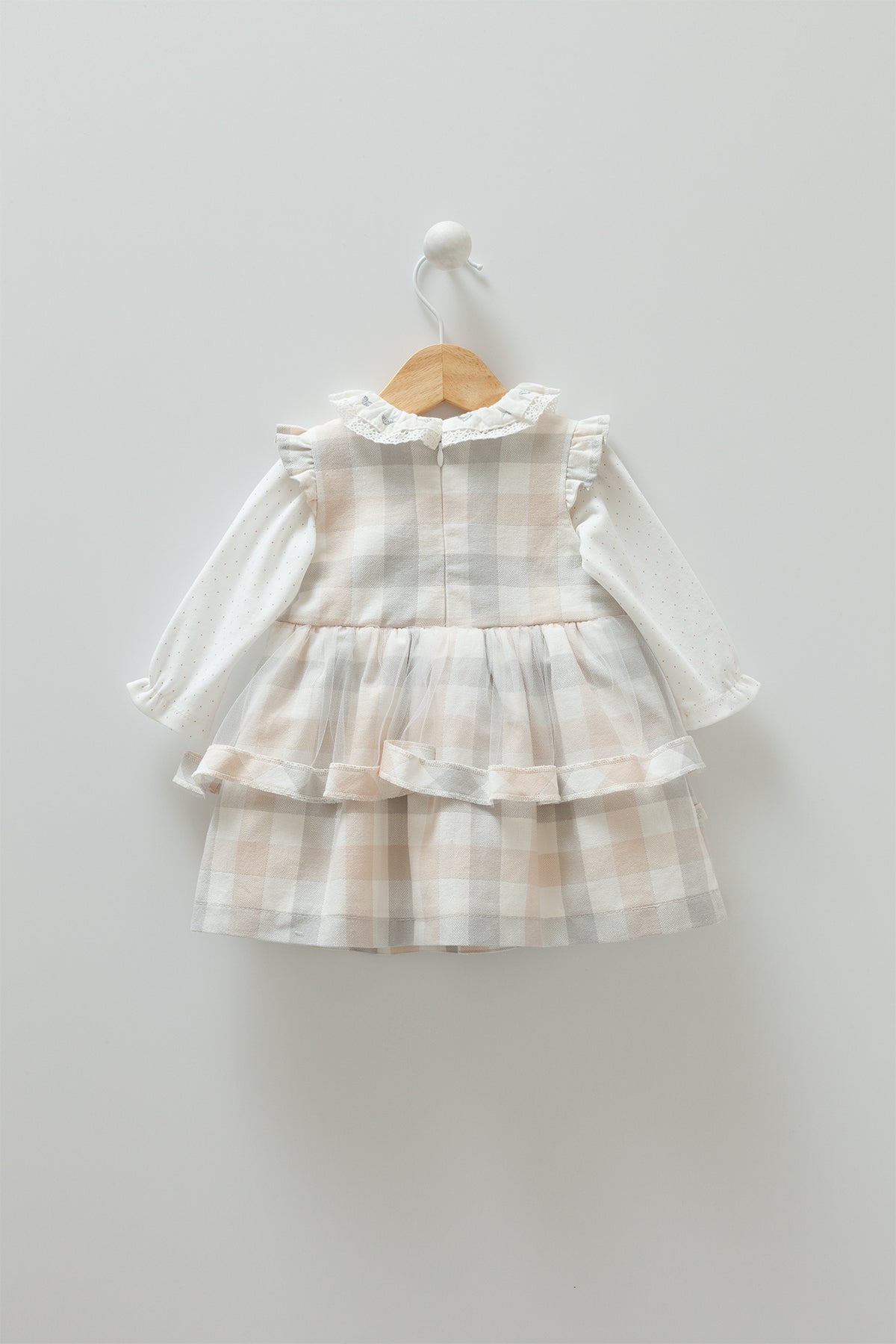 8548 Caramell Baby Girl 2-Piece Cotton Dress Set with Long-Sleeve Shirt β 0β12 Months | Made in Turkey | For Everyday Wear & Special Occasions