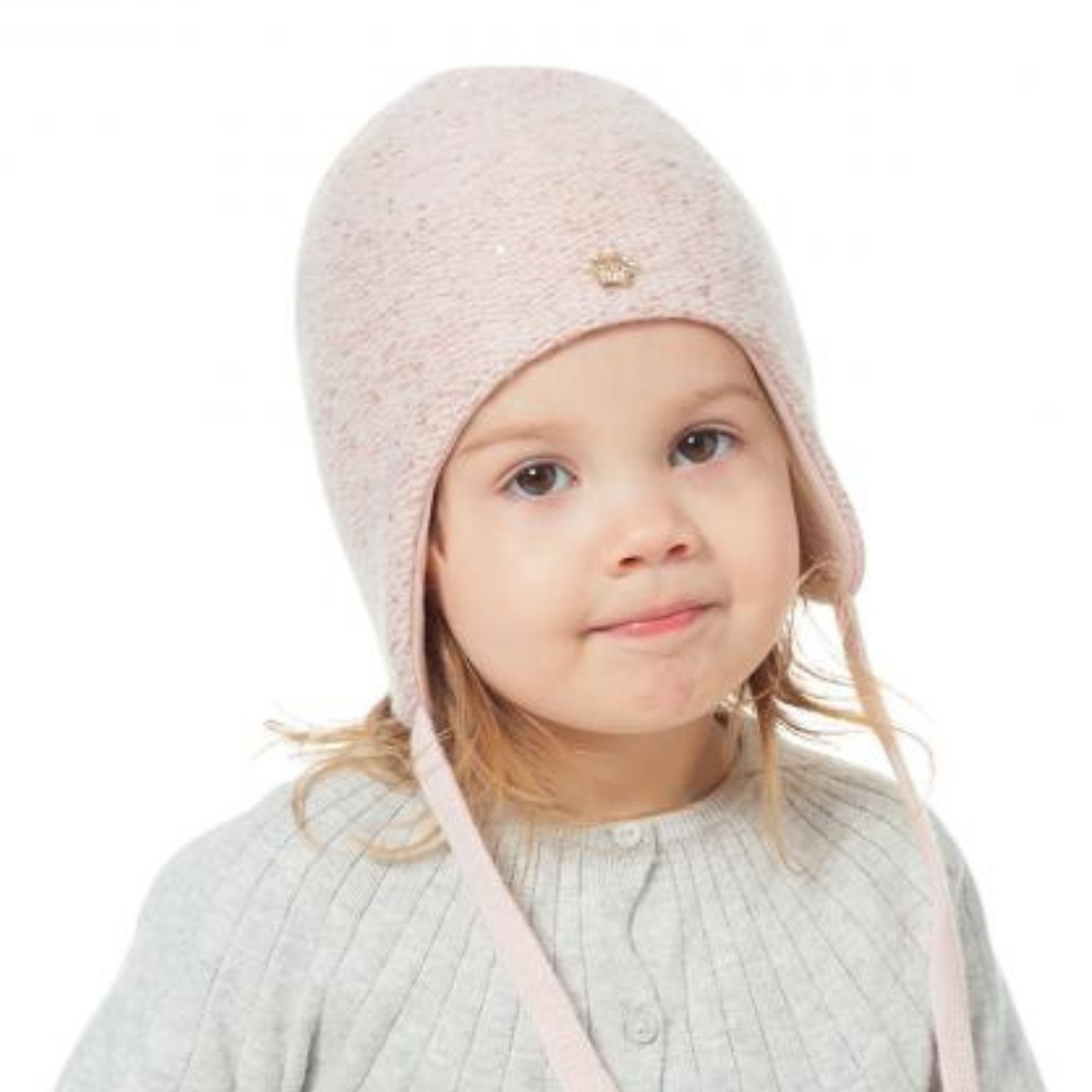 80360 Baby Girls’ Winter Hat with Sequins & Crown Brooch | 9–18 Months | Cashmere Wool Blend, Cotton Lining