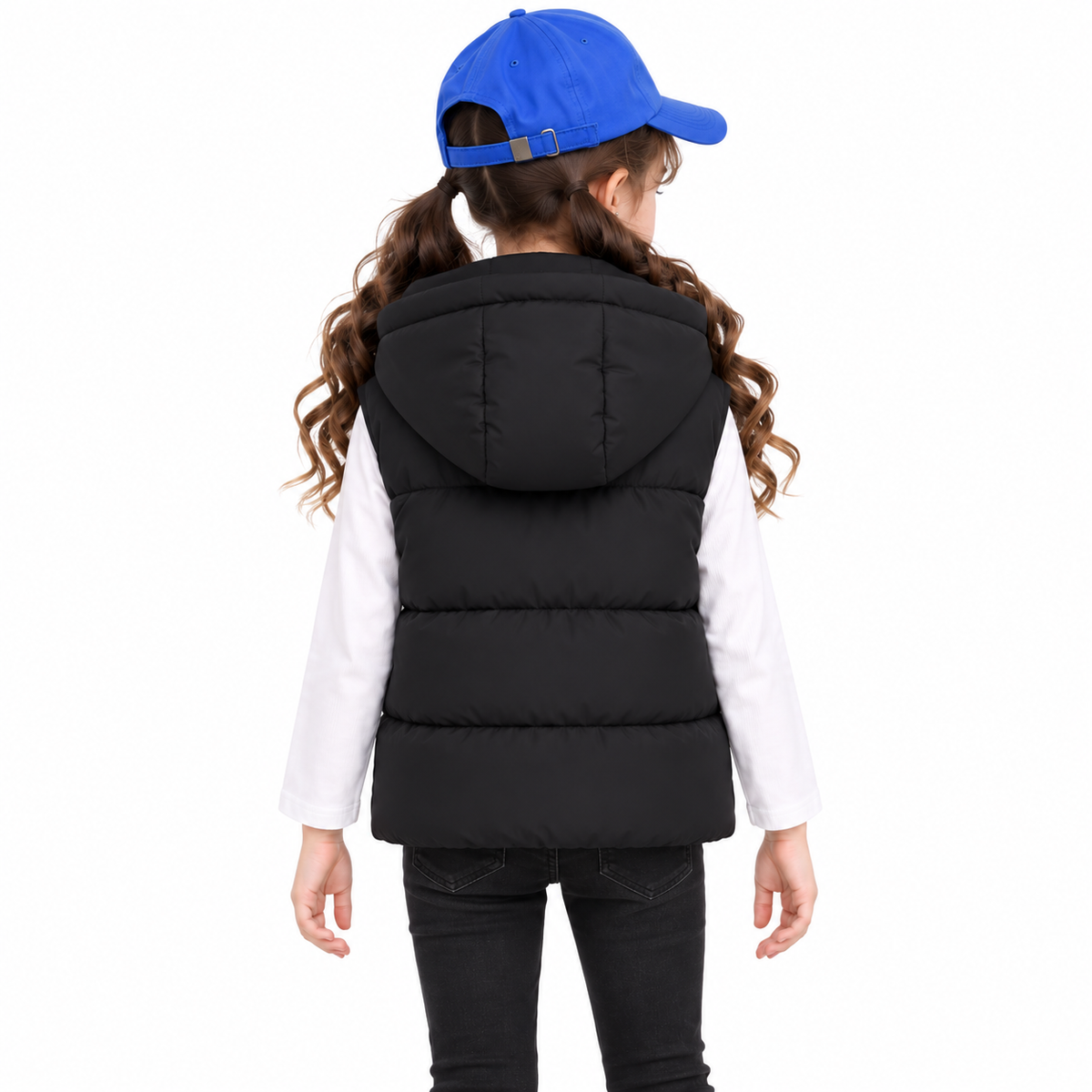 8801 Unisex Kids Hooded Puffer Vest – Lightweight Warm Quilted Sleeveless Jacket for Boys & Girls | Ages 3–4, 9-10 | Sizes 100, 140