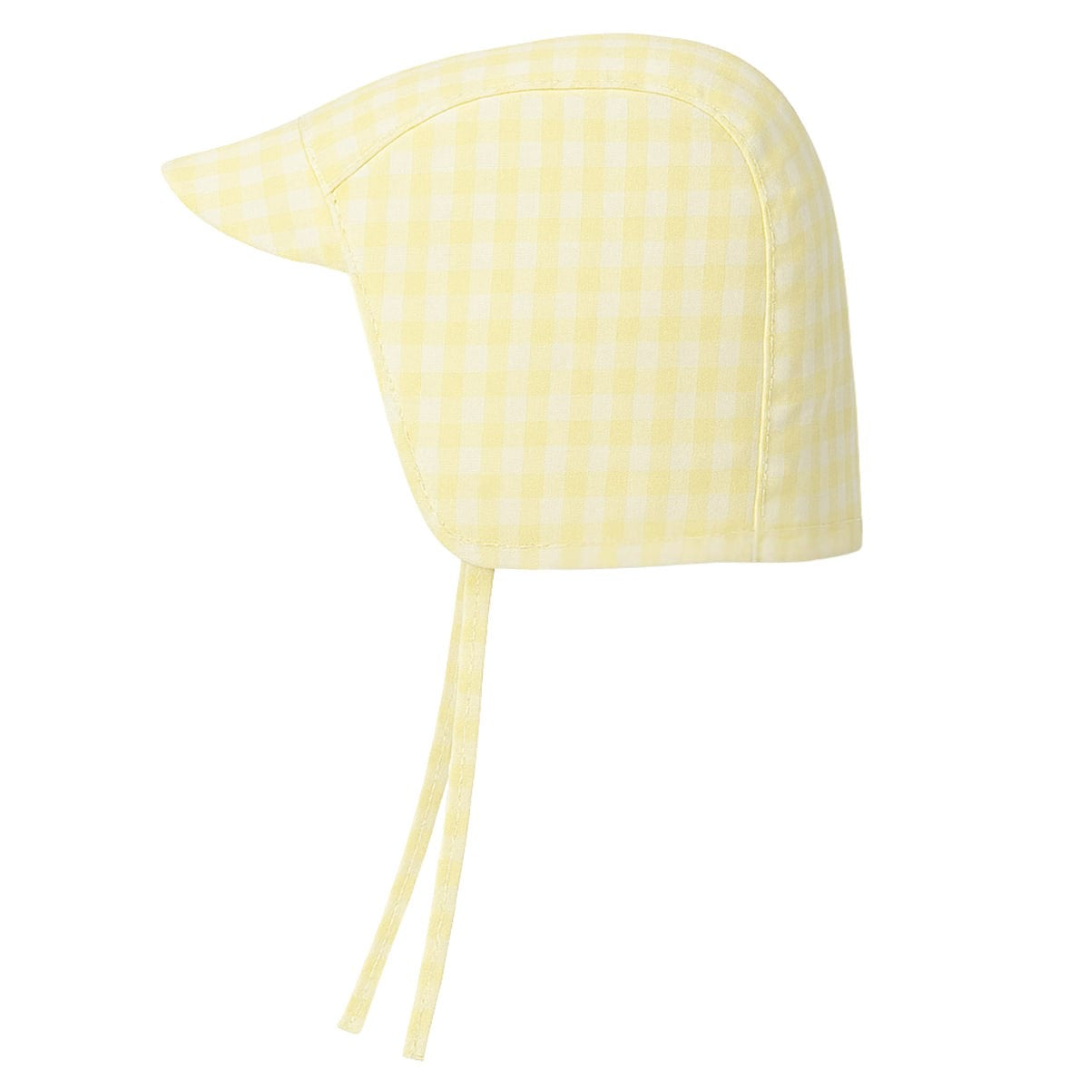 6097 Lightweight Cotton Baby Bonnet for Girls – Gingham Print with Visor | Tie Closure | Single Layer | 100% Cotton | Sizes 0–9 Months | Caramell (Turkey)