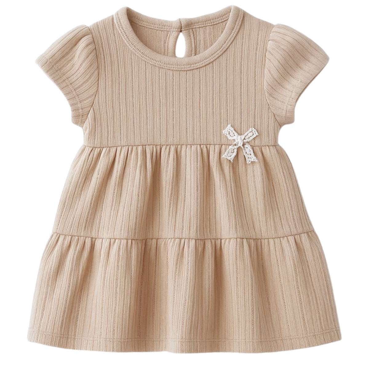 5010 Breathable Baby Girl Summer Dress – Lightweight Perforated Cotton with Bow | 100% Cotton | Sizes 6–24 Months | WOWO (Turkey)