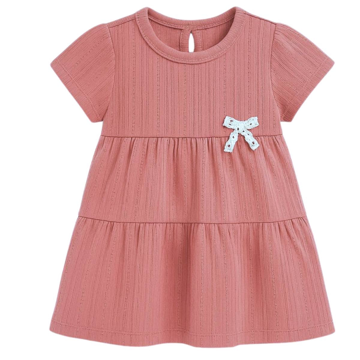 5010 Breathable Baby Girl Summer Dress – Lightweight Perforated Cotton with Bow | 100% Cotton | Sizes 6–24 Months | WOWO (Turkey)