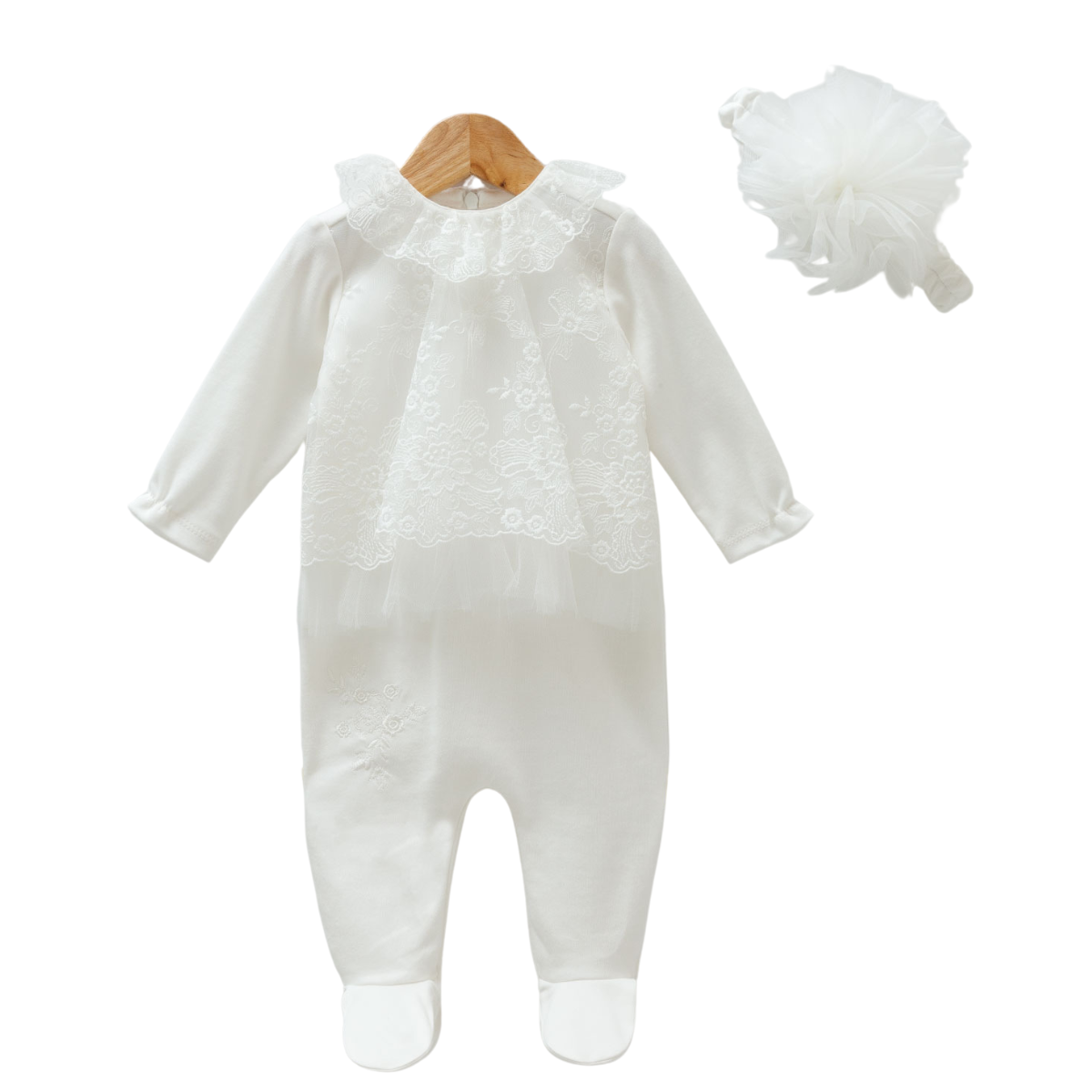 Newborn Lace Clothing Set white