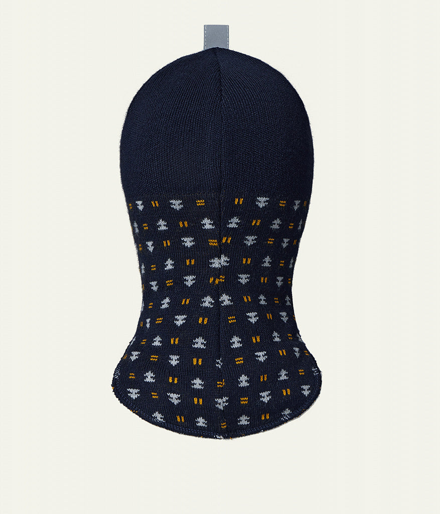 80575 Boys’ Knitted Winter Balaclava with Shield Patch & Pattern – Wool Blend | Ages 18–30 Months | Sizes 50–52