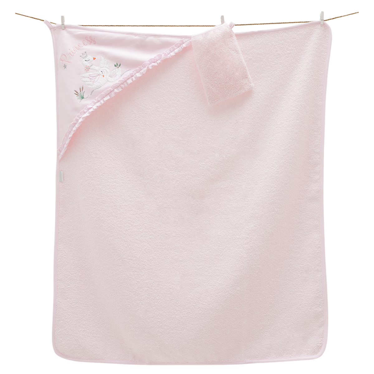 pink baby towel cotton with mitt