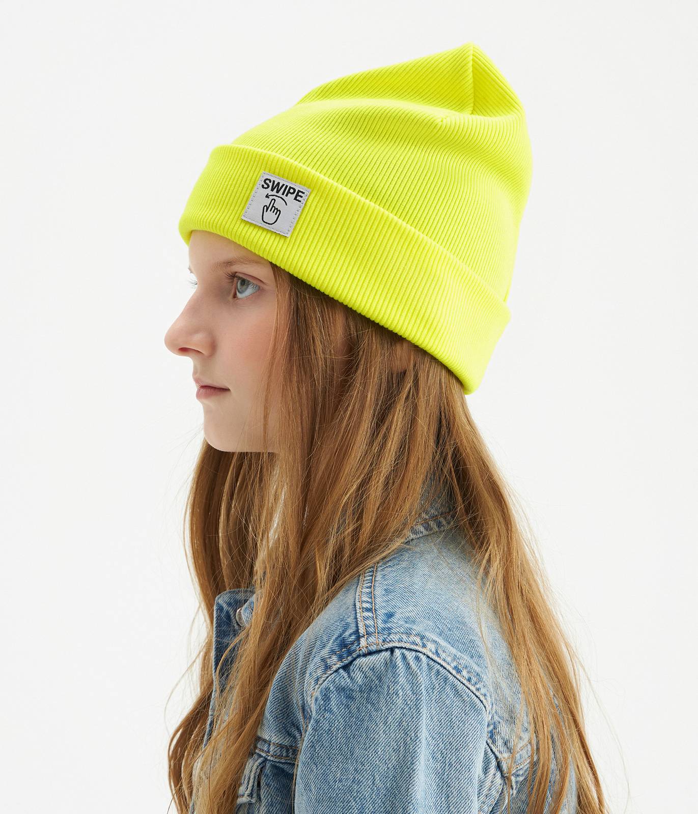 12049 Unisex Kids' Ribbed Cotton Beanie Hat with "Swipe" Patch | Spring & Fall | Ages 3–12